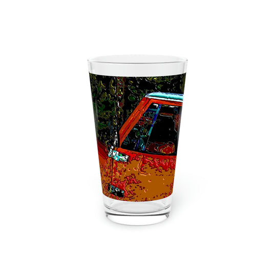 Pint Glass, 16oz ... How-To-Drive-Idaho's-Mountain_Roads ... "Like A Professional" ... "Truckin' Like The Doo-Dah-Man" ...