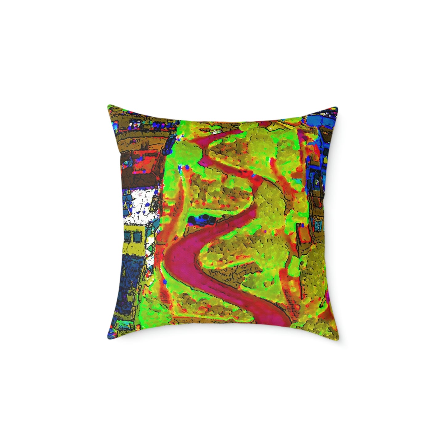 Spun Polyester Pillow ... A Crazy Street ... 'Eight Winding Curve-Switchbacks' ... "Lombard Street, San Francisco, CA' ... Family Archives: 1970's ... Original Works ...