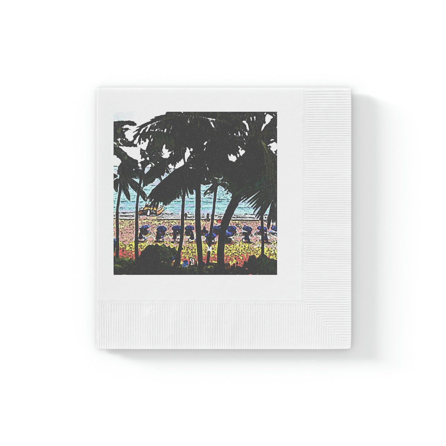 White Coined Napkins ... "A Beautiful Beach Amongst The Palms" ... The Outrigger Waikiki, Honolulu, Oahu ... Original Works ...