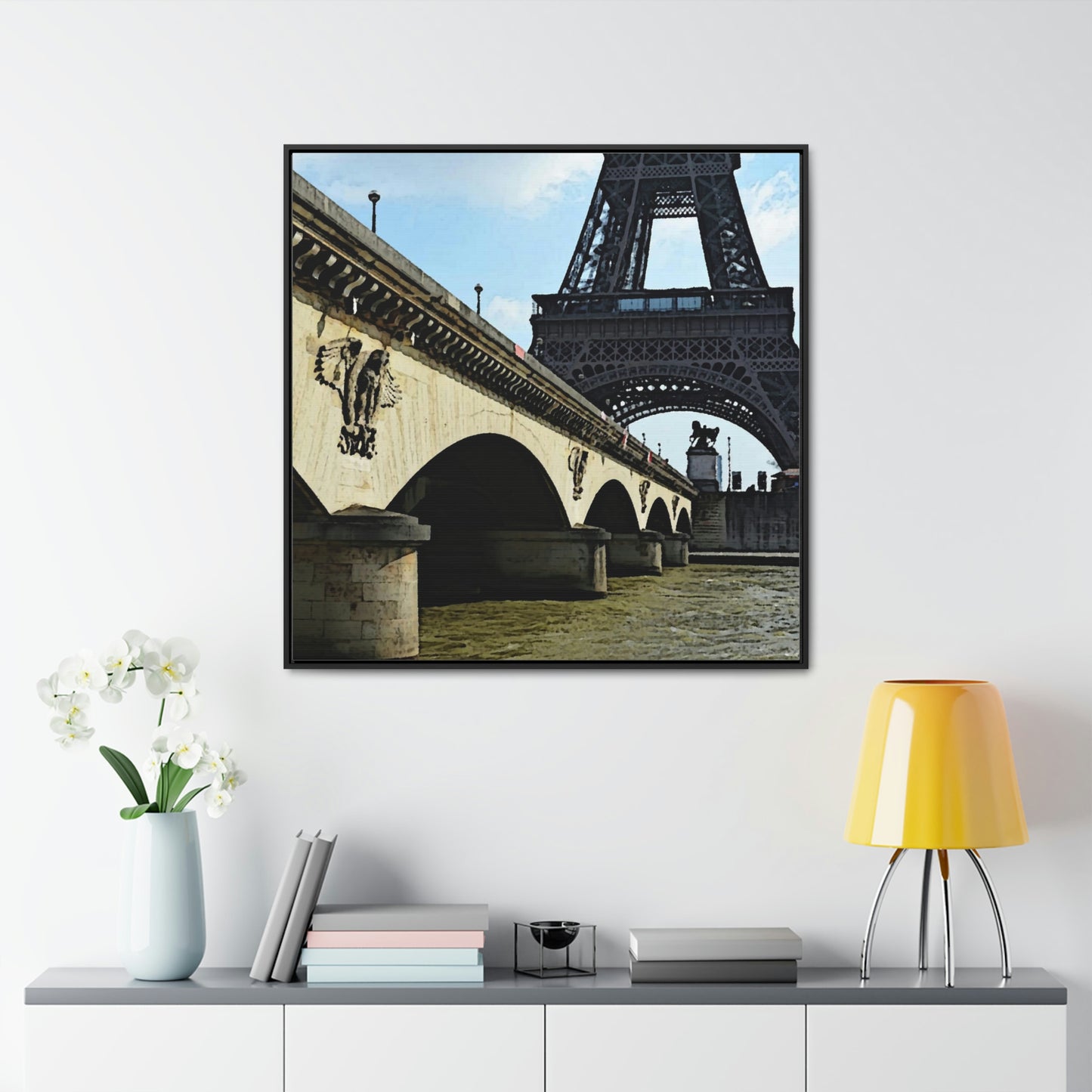 Gallery Canvas Wraps, Square Frame ...  Le Tour D'Eiffel ..."Along The Water" ... Barbara Joan Bonnell-Holt ... Le Voyage De Paris: 1972 ... Original Works ...
