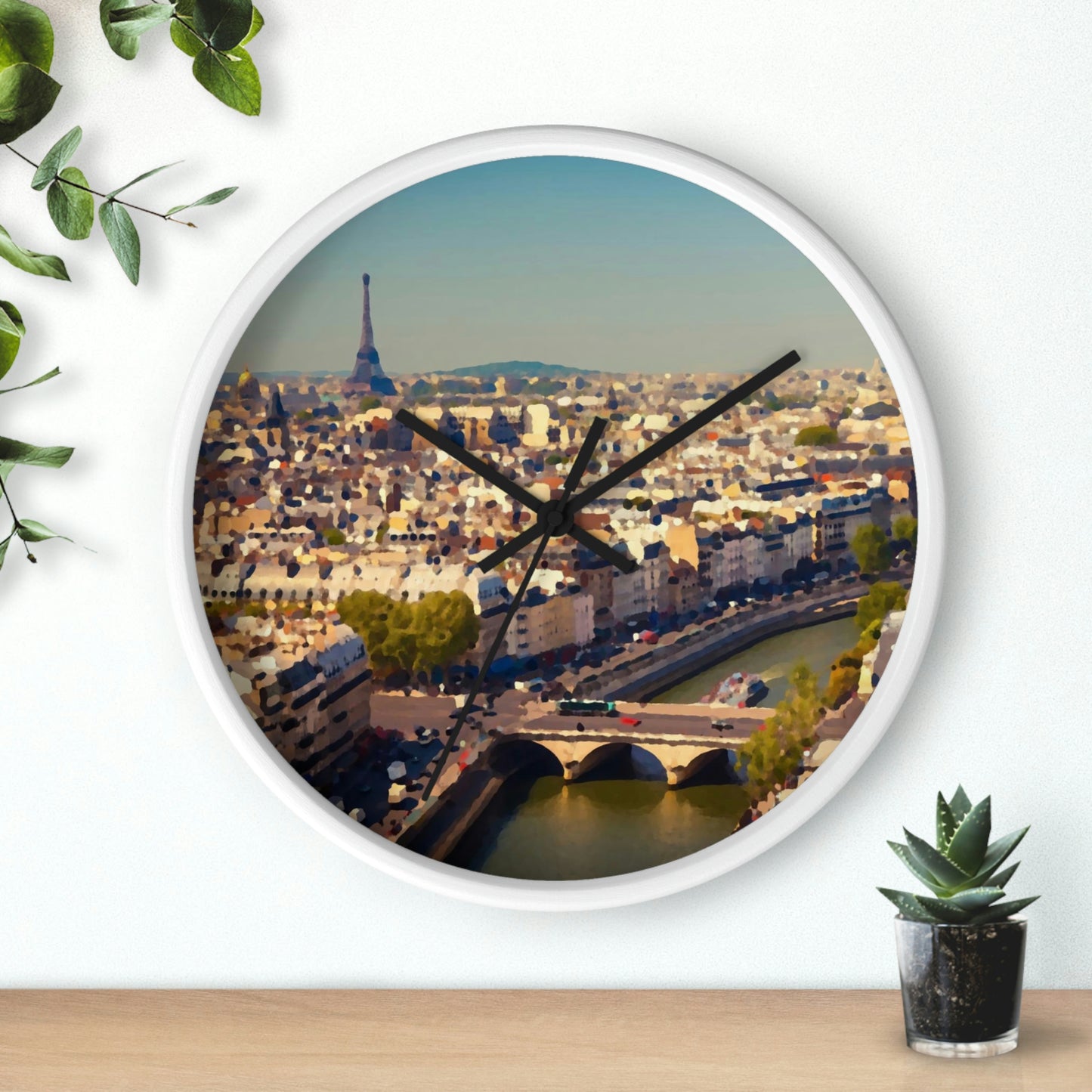 Wall clock ... Au Paris ... "Along The River Seine" ... Barbara Joan Bonnel-Holt: 1972 ... Original Works ...