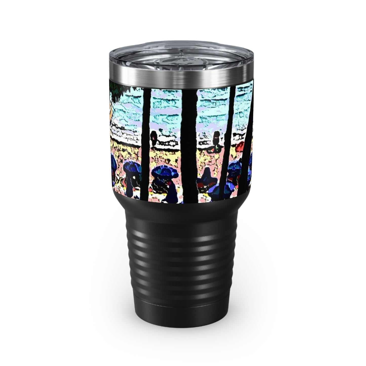 Ringneck Tumbler, 30oz ... "A Beautiful Beach Amongst The Palms" ... The Outrigger Waikiki, Honolulu, Oahu ... Original Works ...