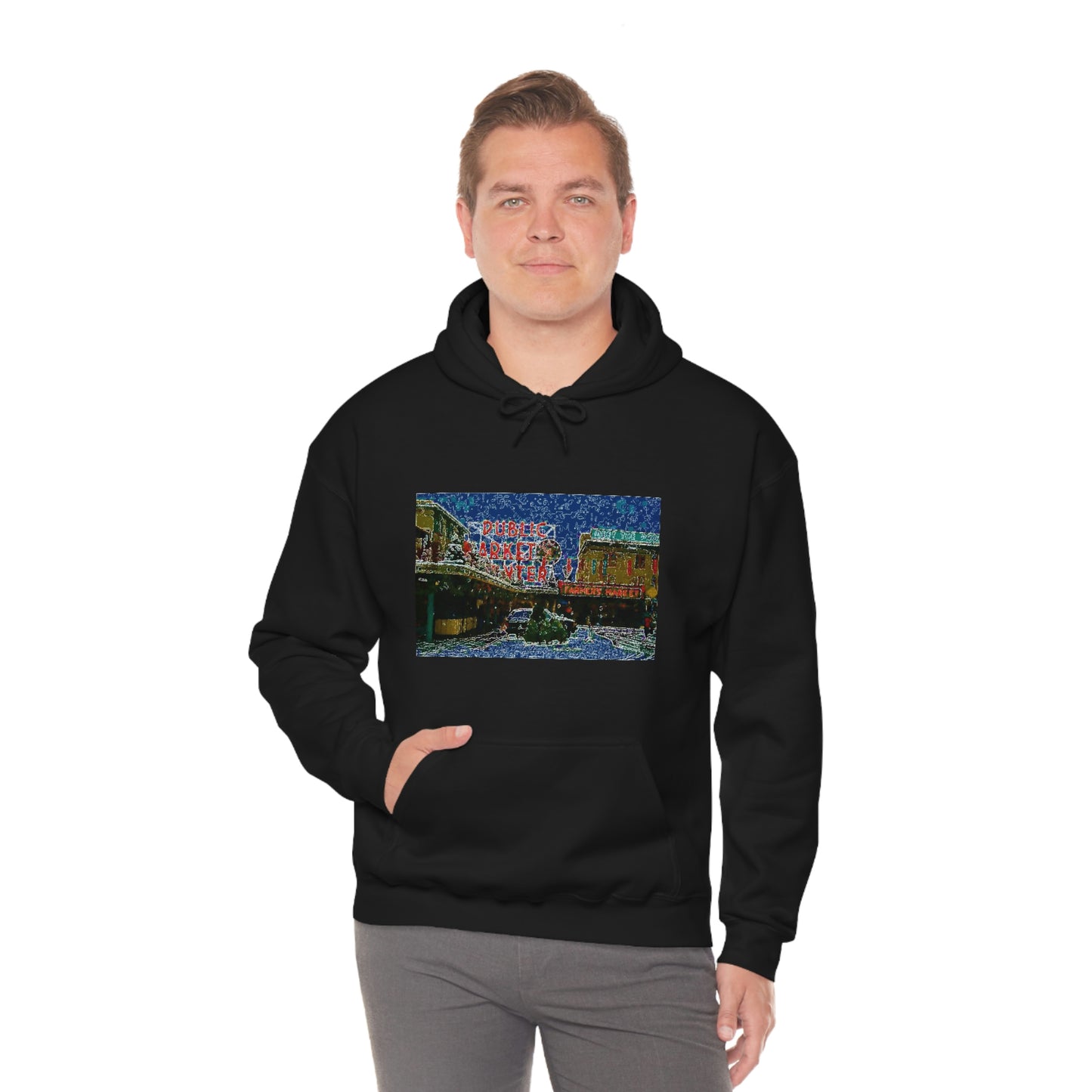 Unisex Heavy Blend™ Hooded Sweatshirt ... Pike Place Market: 'The Public Market', Seattle, Washington. Circa Fall 2013 ...