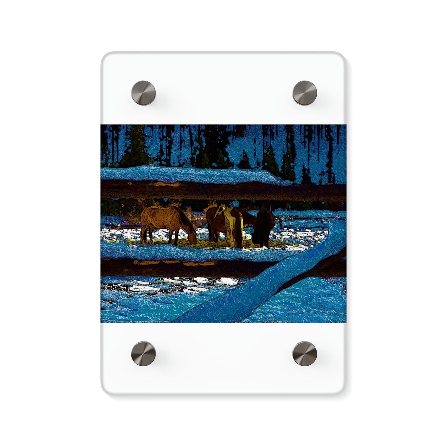 Acrylic Wall Art Panels ... A Horse ... A Saddle ...  Foraging Through The Snow ...  An_Asses 'Cry' ... Central Idaho, November 2022 ...  Original Works ...