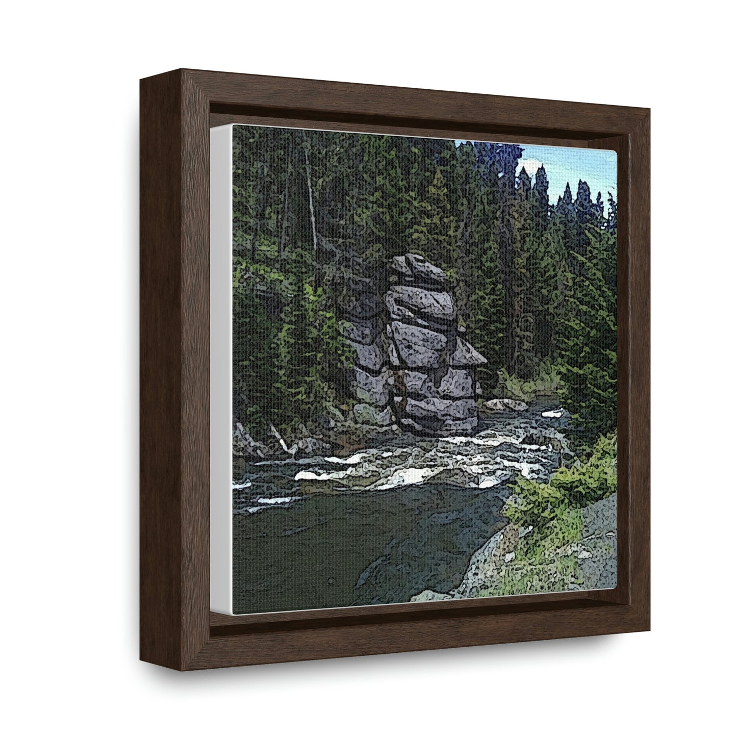Gallery Canvas Wraps, Square Frame ...  "I Am Innocent" ... Tricky-Dick Immortalized ... Nixon Rock: Along The River ... Central Idaho, Summer 2020 ... Original Works ...