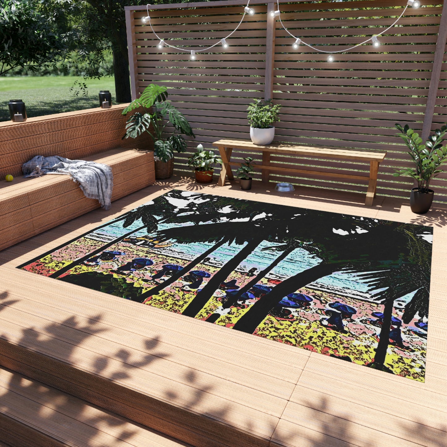 Outdoor Rug ... "A Beautiful Beach Amongst The Palms" ... The Outrigger Waikiki, Honolulu, Oahu ... Original Works ...