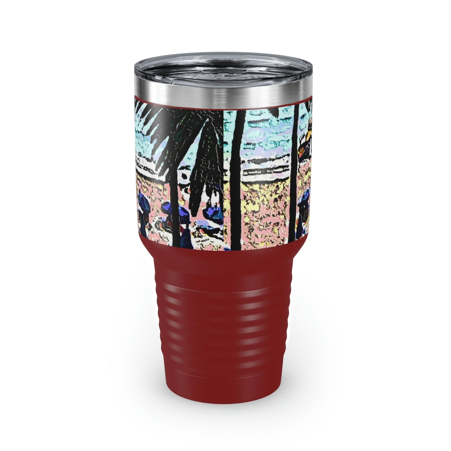 Ringneck Tumbler, 30oz ... "A Beautiful Beach Amongst The Palms" ... The Outrigger Waikiki, Honolulu, Oahu ... Original Works ...