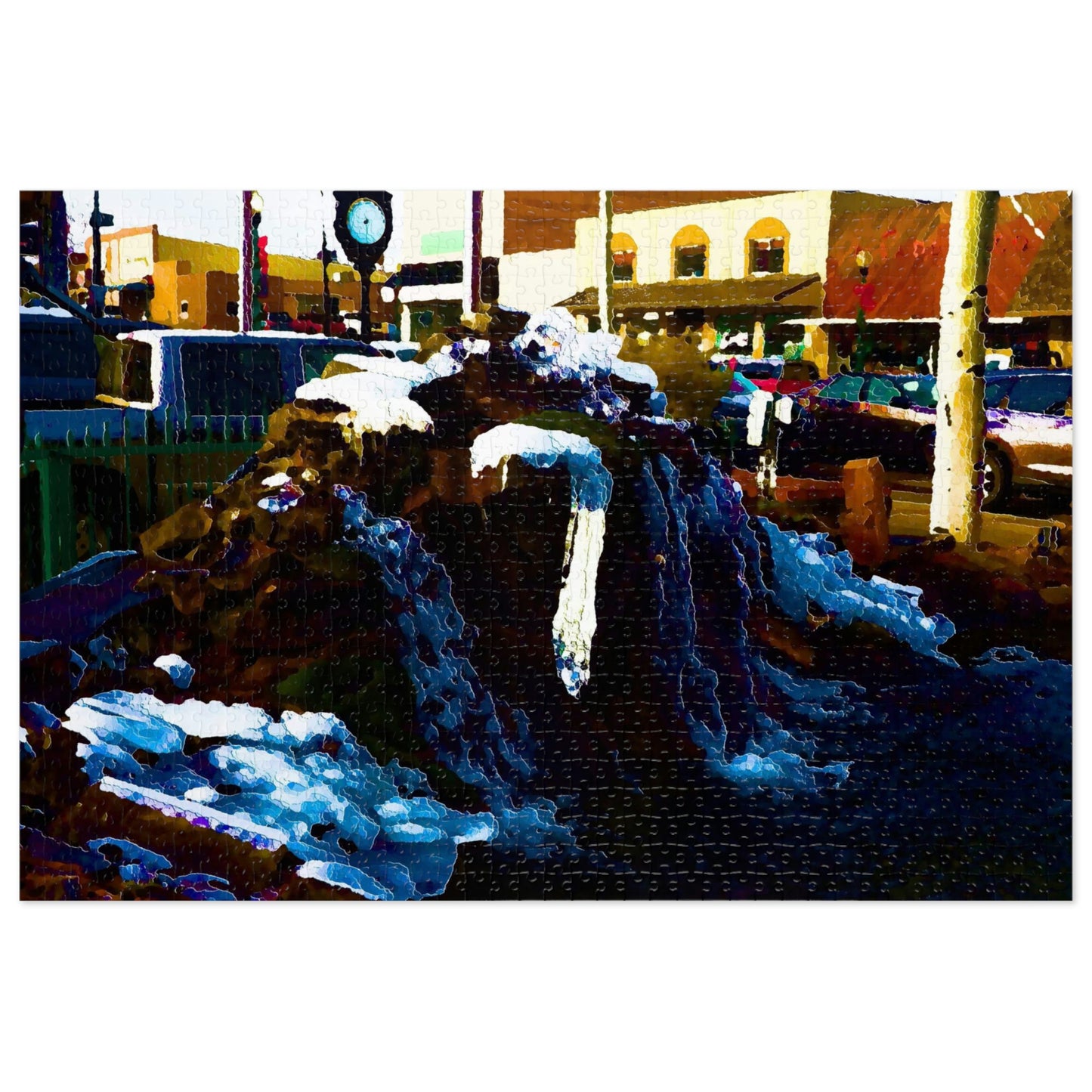 Jigsaw Puzzle (30, 110, 252, 500,1000-Piece) ...  "Ice & Water Sculpted" ... Downtown Grangeville, Idaho ... Adjacent To Irwin Pharmacy ... 5Jan23 ... Original Works ...
