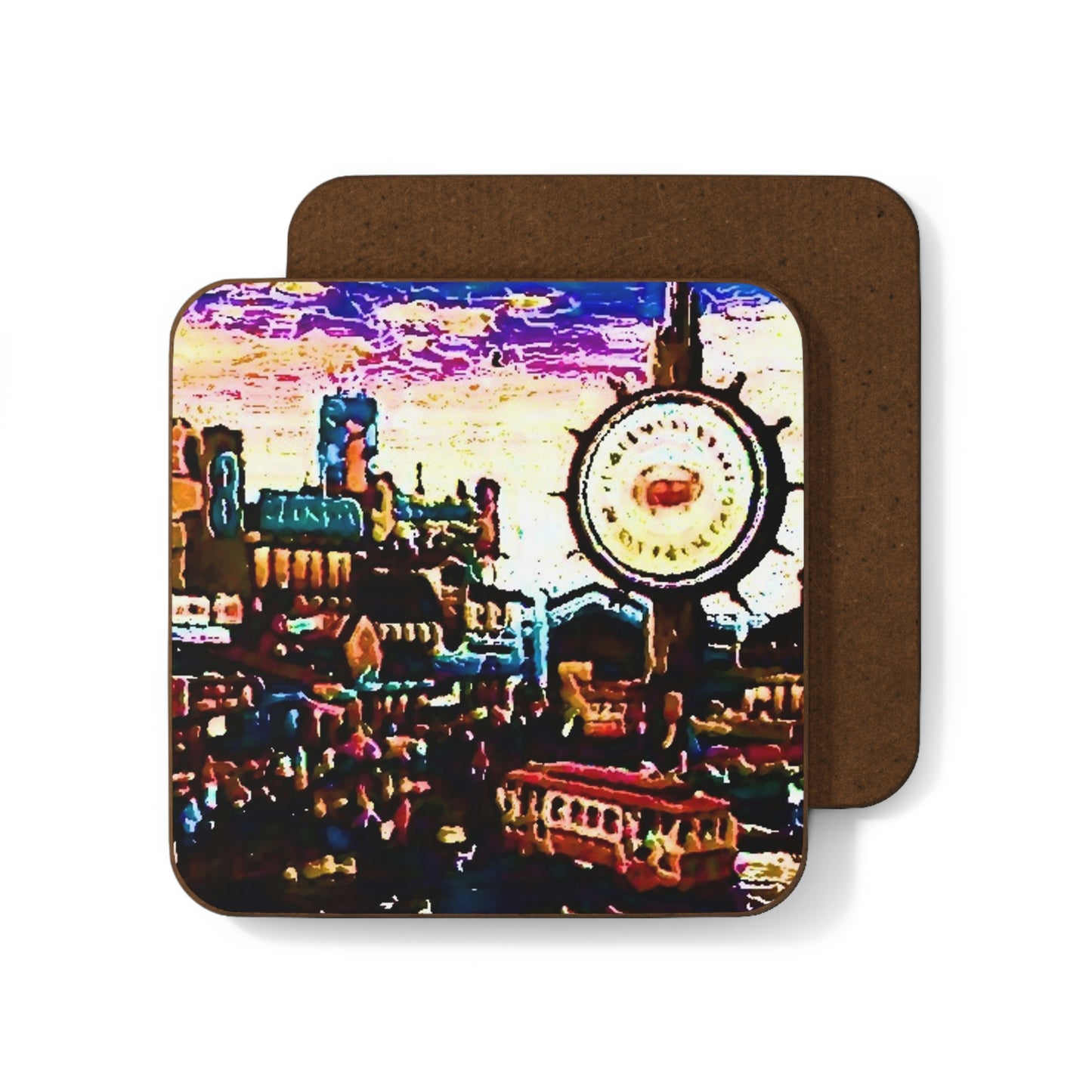 Hardboard Back Coaster ...  "No.9 Fishermen's Grotto - Fishermen's Wharf, SF, California" ... Family Archives: 1970's ... Original Works ...