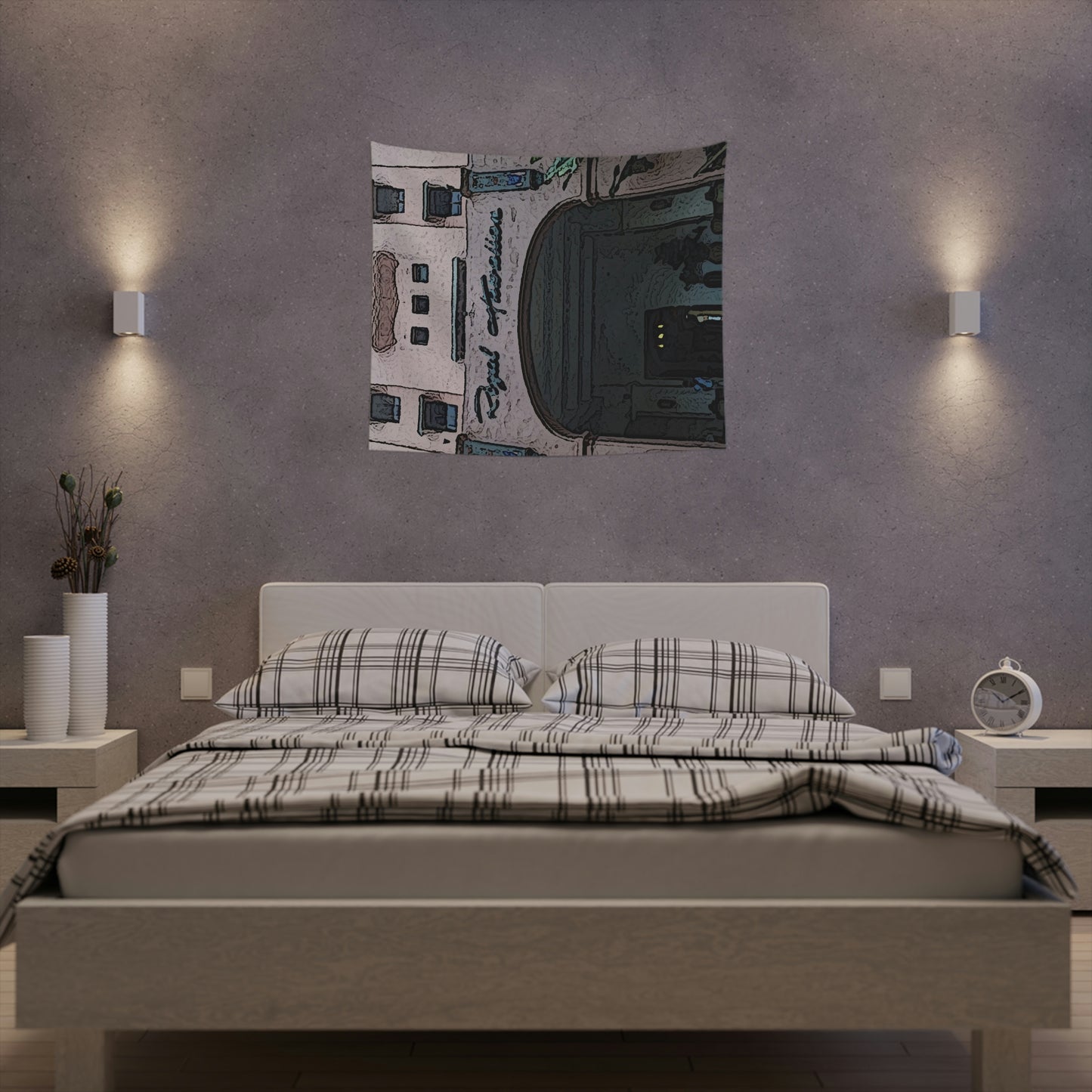 Printed Wall Tapestry ...  "La Grande Entree" At: 'The Pink Palace' ... The Royal Hawai'ian ... Honolulu, HI ... '27Oct2014' ... Original Works ...