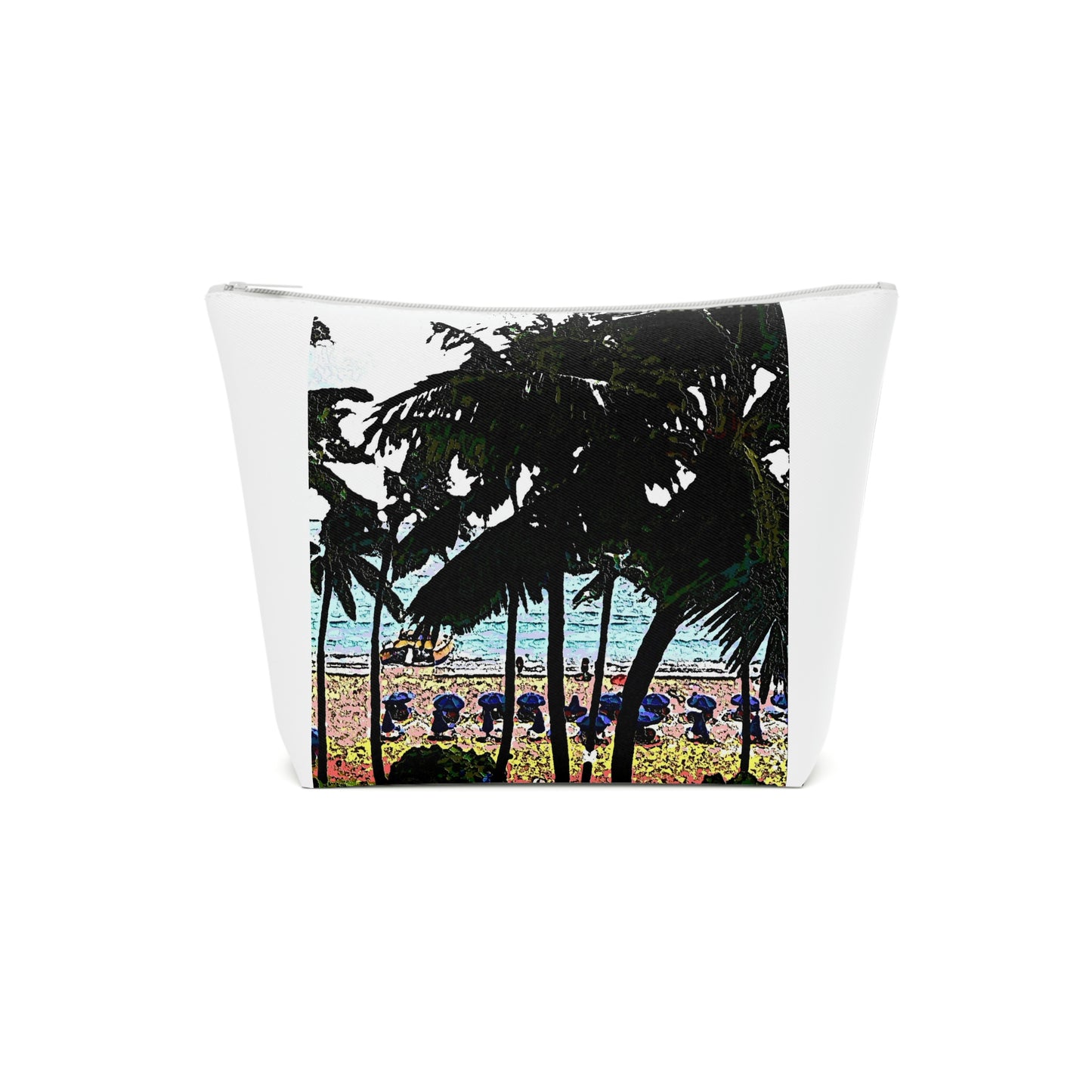 Cotton Cosmetic Bag ... "A Beautiful Beach Amongst The Palms" ... The Outrigger Waikiki, Honolulu, Oahu ... Original Works ...