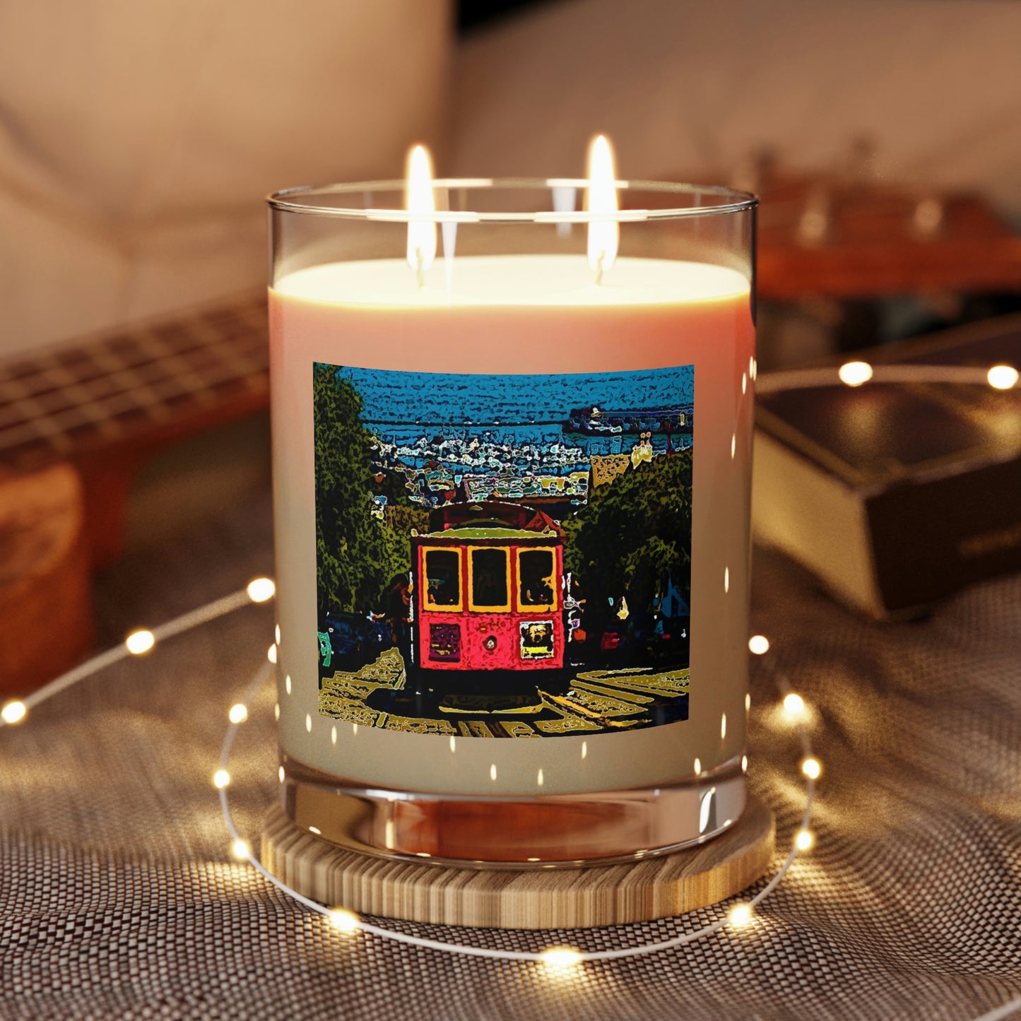 Scented Candle - Full Glass, 11oz ... San Francisco ... 'A Rice-A-Roni-A-San Francisco Treat' ... "A Cable Car Classic" ... Family Archives: 1973 ... Original Works ...