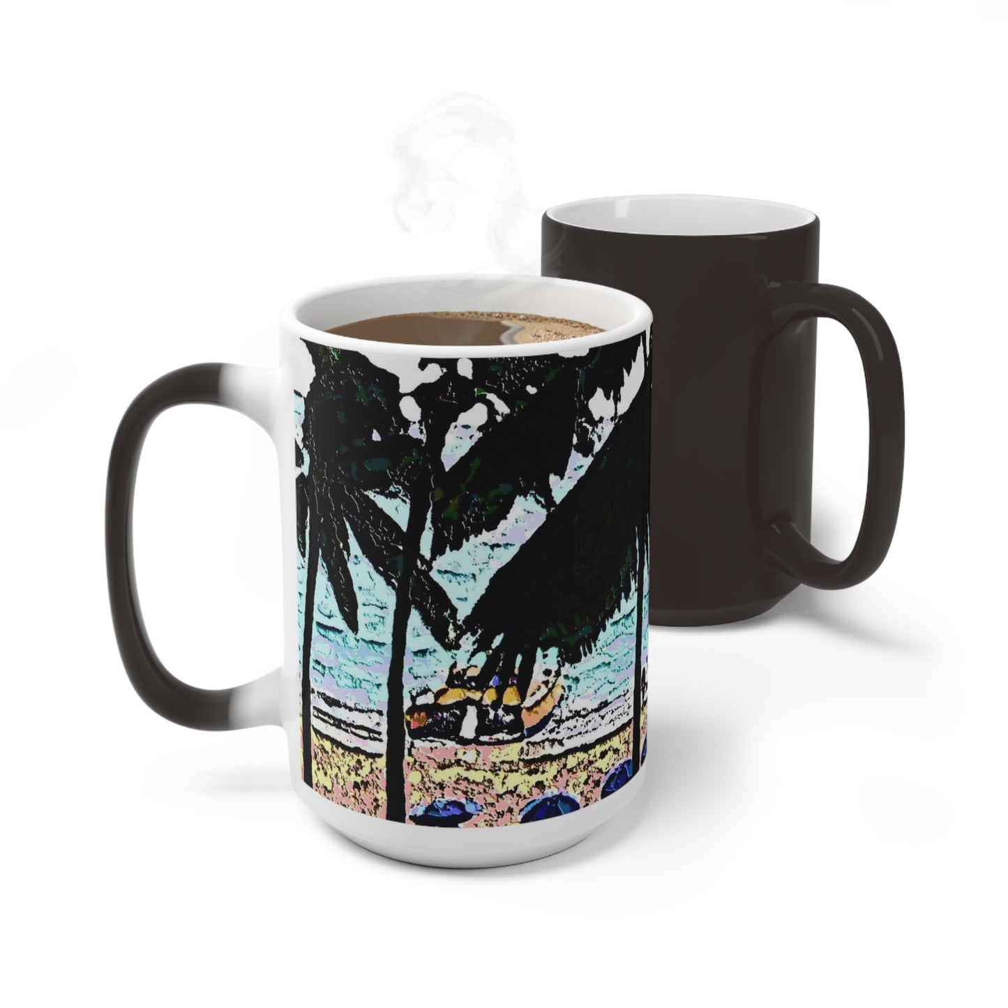 Color Changing Mug ... "A Beautiful Beach Amongst The Palms" ... The Outrigger Waikiki, Honolulu, Oahu ... Original Works ...