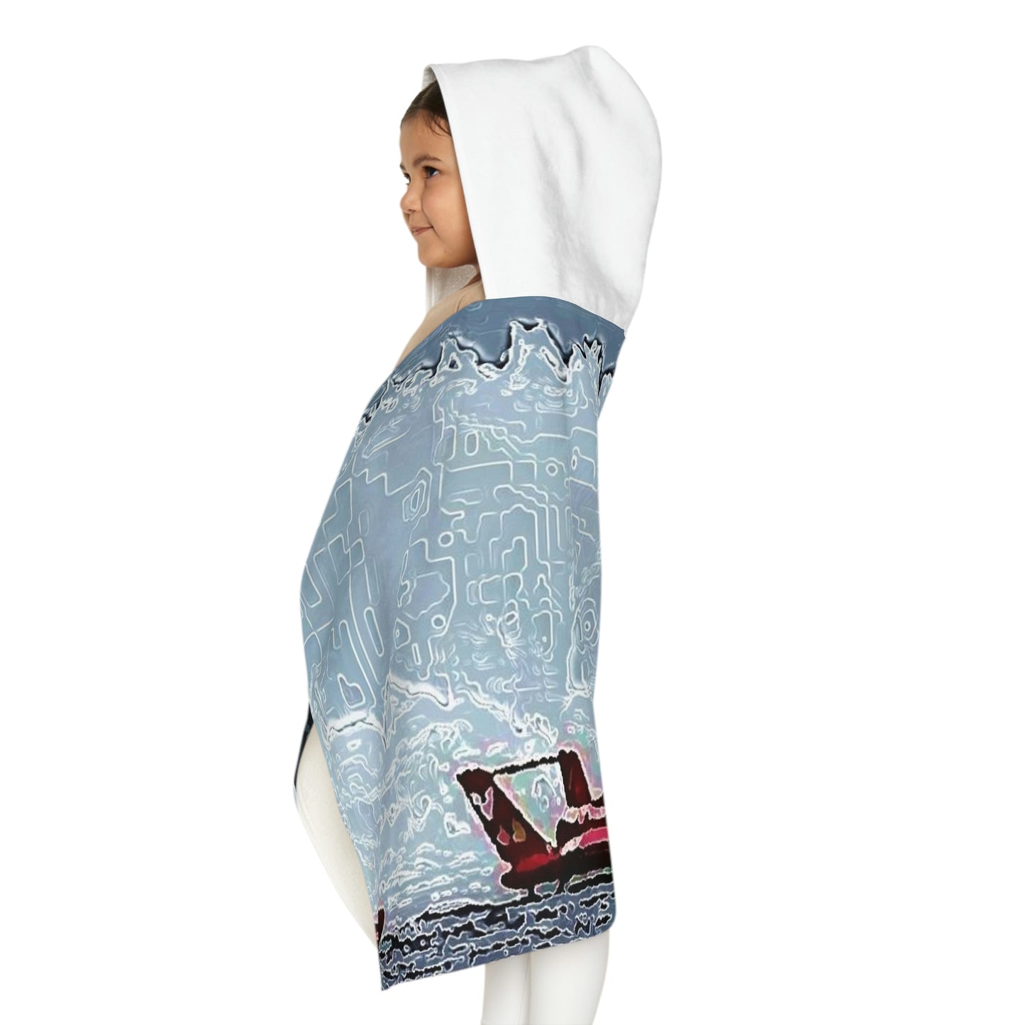 Youth Hooded Towel ...  Seattle Columbia Cup On Lake Washington ... "Dave Wilcox Heads For The Win" ... Associate Gift-Photo ... Original Works ...
