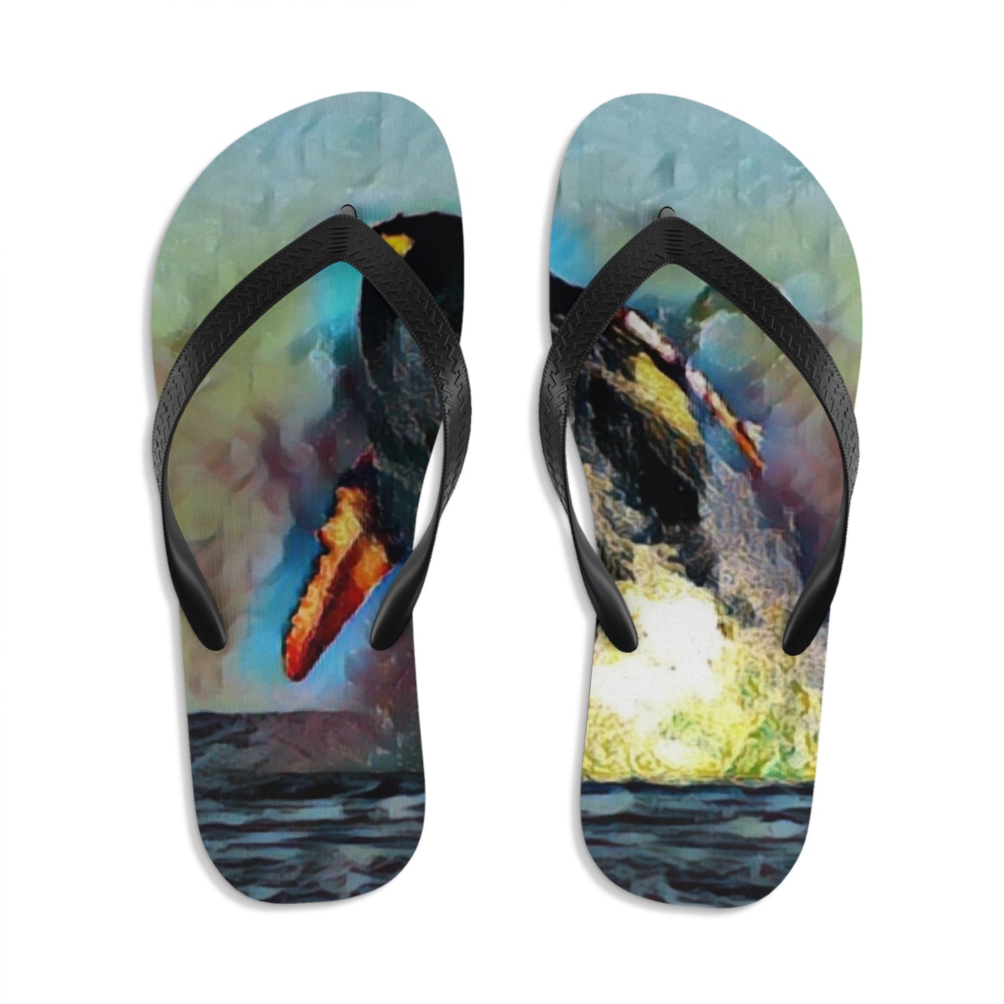 Unisex Flip-Flops ... An Extraordinary Humpback Breach ... 'With Explosive Energy' ... Family Archives (KPH) ... Circa: 21st Century. Maui, HI ... Original Works ...