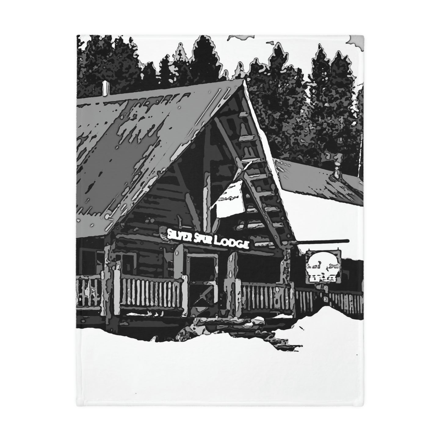 Velveteen Minky Blanket (Two-sided print) ... A Beautiful Lodge & Back-Country Outfitter In A Mountain Town ... 'Dixie, Idaho, November 2022' ... Original Works ...