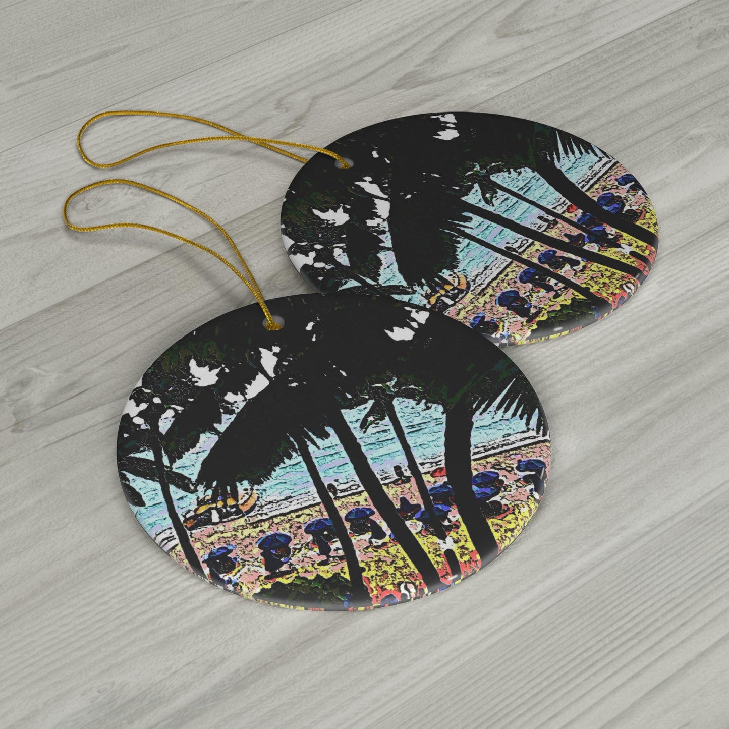 Ceramic Ornament, 1-Pack ... "A Beautiful Beach Amongst The Palms" ... The Outrigger Waikiki, Honolulu, Oahu ... Original Works ...