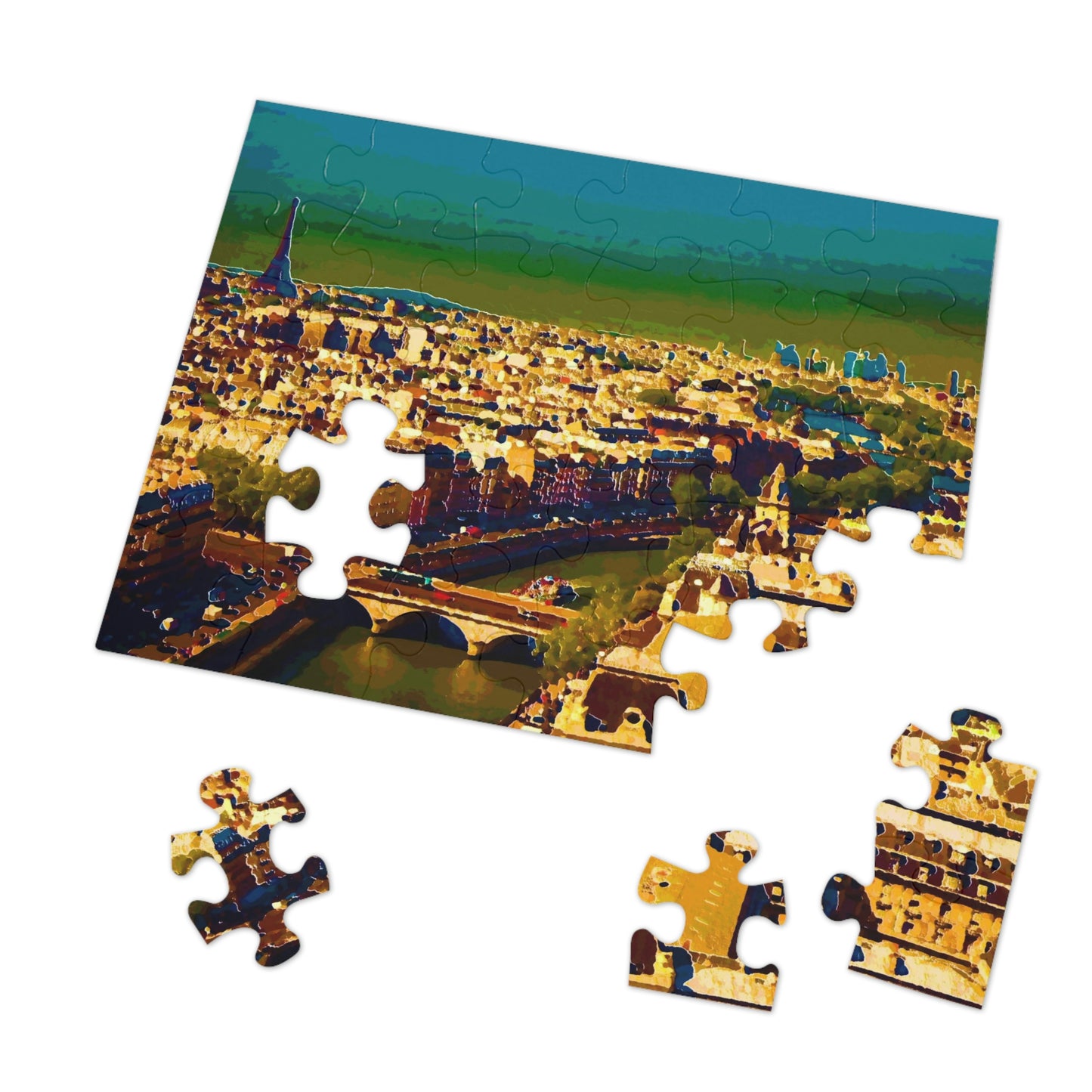 Jigsaw Puzzle (30, 110, 252, 500,1000-Piece) ... Au Paris ... "Along The River Seine" ... Barbara Joan Bonnell-Holt: 1972 ... Original Works ...