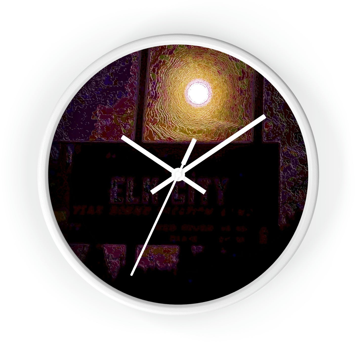 Wall clock ... Car Approaches From The Stern ... Moon Ascendary From The Bow ... "Two Friendly Travellers On A Cold Night Near Elk City" ... C
