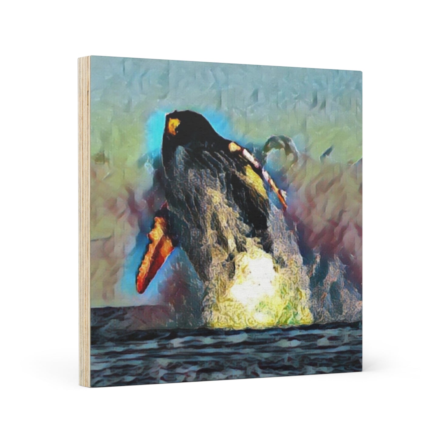 Wood Canvas ... An Extraordinary Humpback Breach ... 'With Explosive Energy' ... Family Archives (KPH) ... Circa: 21st Century. Maui, HI ... Original Works ...