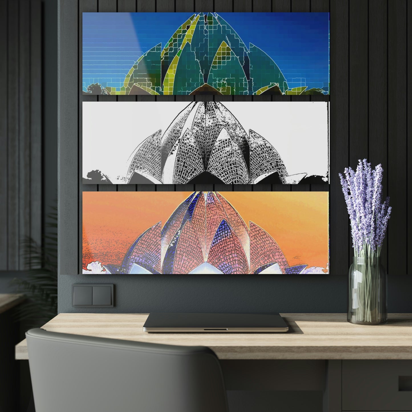 Acrylic Prints (Triptych) ... 'Bahai'i House-Of-Worship' ... "Lotus Temple: Delhi, India, 2008" ... Original Works ...