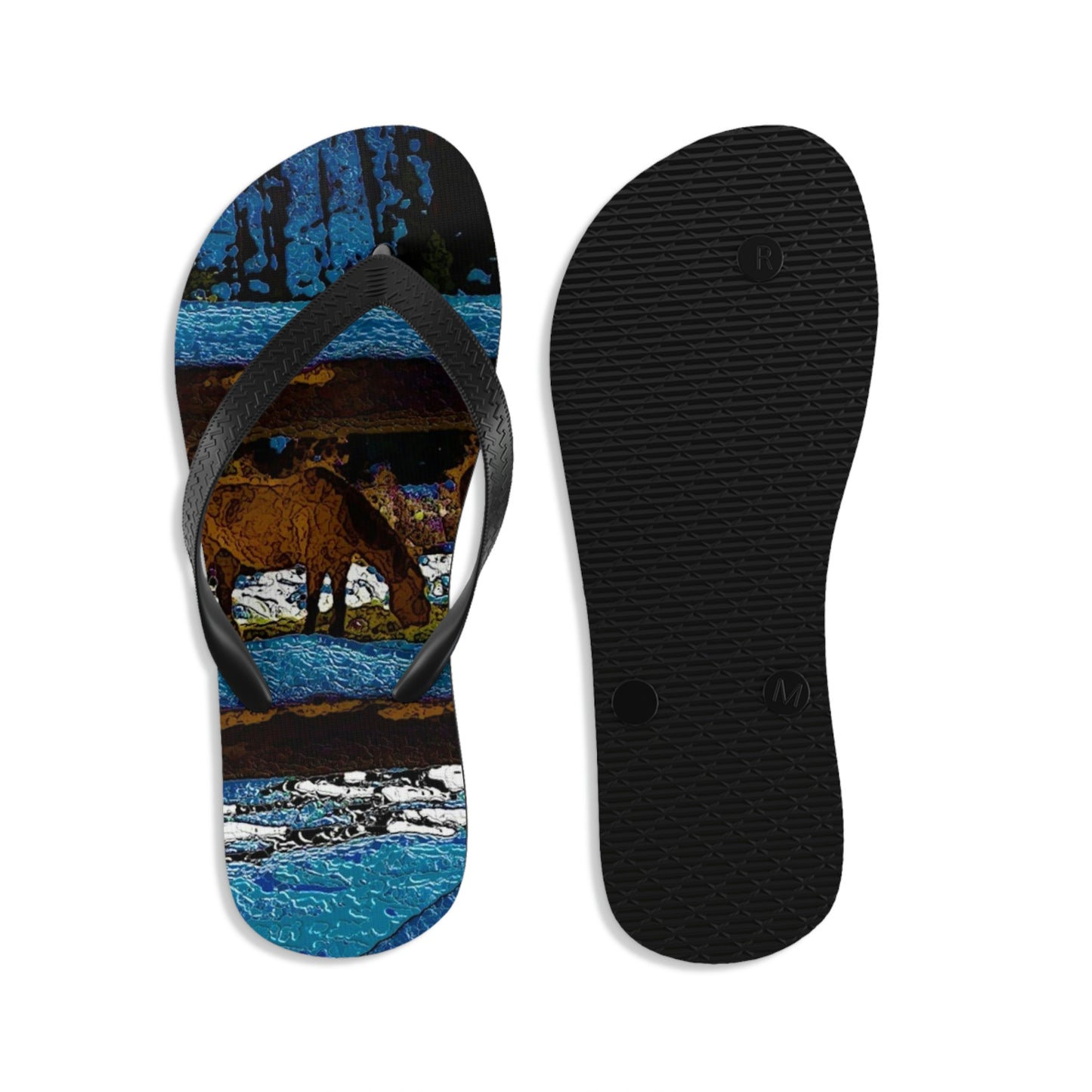 Unisex Flip-Flops ...  A Horse ... A Saddle ...  Foraging Through The Snow ...  An_Asses 'Cry' ... Central Idaho, November 2022 ...  Original Works ..