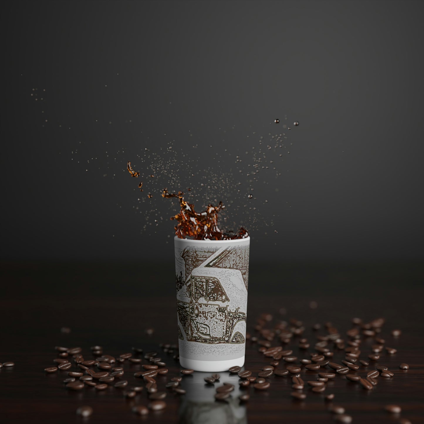 Conical Coffee Mugs (3oz, 8oz, 12oz) ... After An Intense Snow Storm ... 'Digging Out' ... A Vehicle & Cabin "In The Mountains" ... March 2023 ... Original Works ...