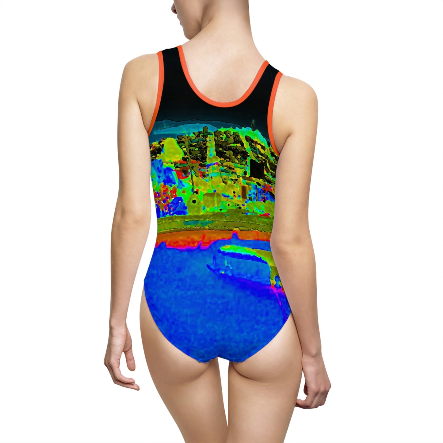 Women's Classic One-Piece Swimsuit ..."Lombard Street San Francisco, CA, USA" ... Family Archives 1970's ... Original Works ...