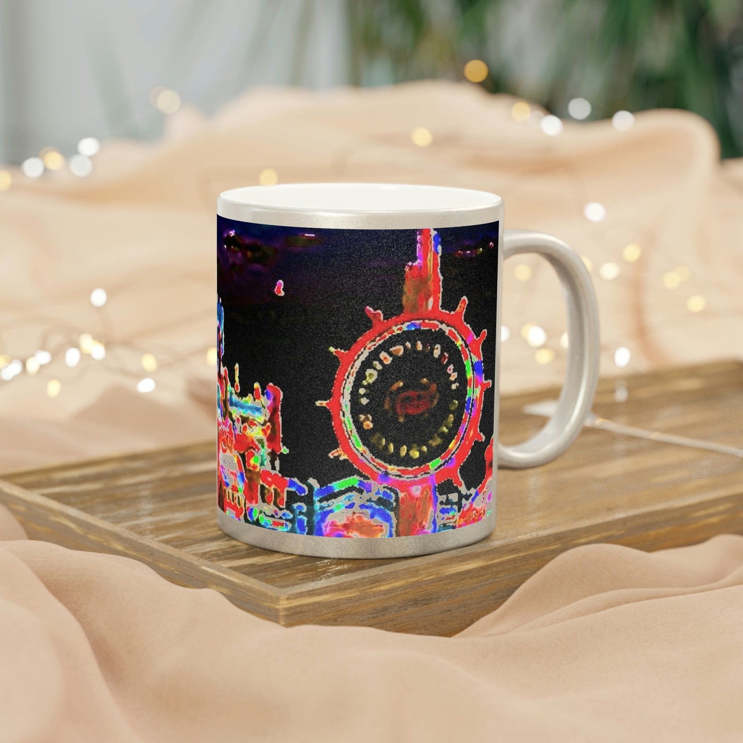 Metallic Mug (Silver\Gold) ... "No.9 Fishermen's Grotto - Fishermen's Wharf, SF, California" ... Family Archives: 1970's ... Original Works ...