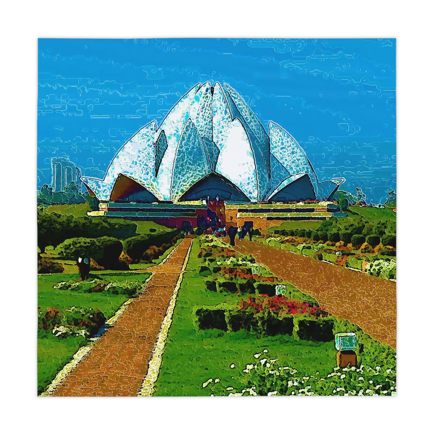 Tablecloth ... 'Bahai'i House-Of-Worship' ... "Lotus Temple: Delhi, India, 2008" ... Original Works ...