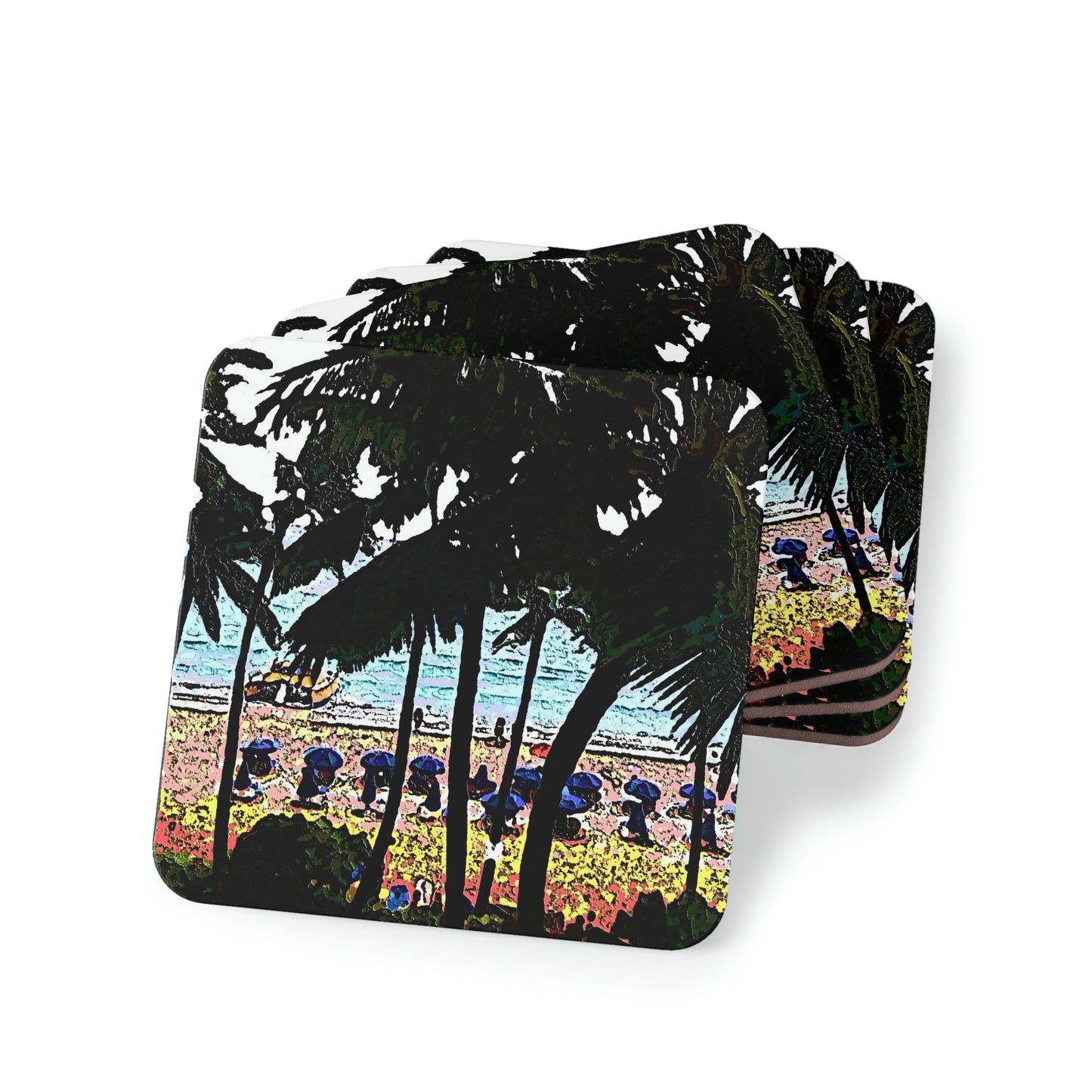 Coasters ... "A Beautiful Beach Amongst The Palms" ... The Outrigger Waikiki, Honolulu, Oahu ... Original Works ...