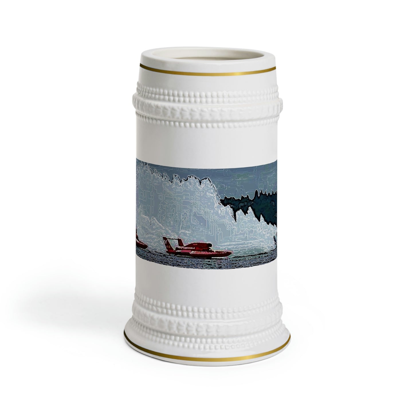 Beer Stein Mug ... Seattle Columbia Cup On Lake Washington ... "Dave Wilcox Heads For The Win" ... Associate Gift-Photo ... Original Works ...
