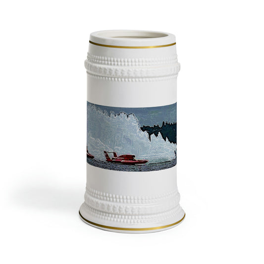 Beer Stein Mug ... Seattle Columbia Cup On Lake Washington ... "Dave Wilcox Heads For The Win" ... Associate Gift-Photo ... Original Works ...