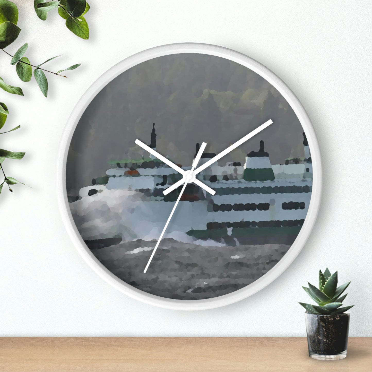 Wall clock ... WADOT Ferry Crossing ... "A Very Rough Day" ... Mulkiteo Route ... Family Archives ... Early 1990's' ... Original Works ...