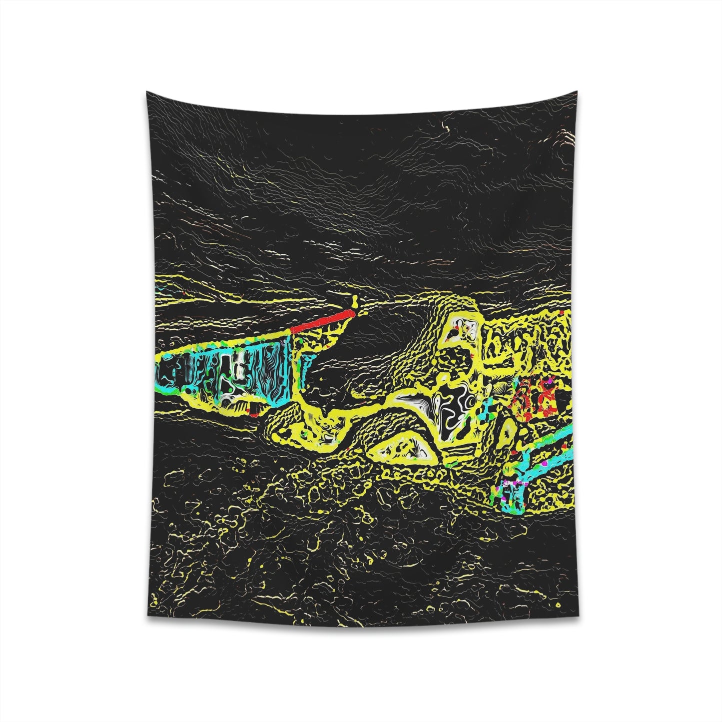 Printed Wall Tapestry ... "Snow Vehicle In Snow Storm At-Rest" ... Circa 12Mar23 ... Central Idaho ... 18-Hours Rendering Time: Original Works ...
