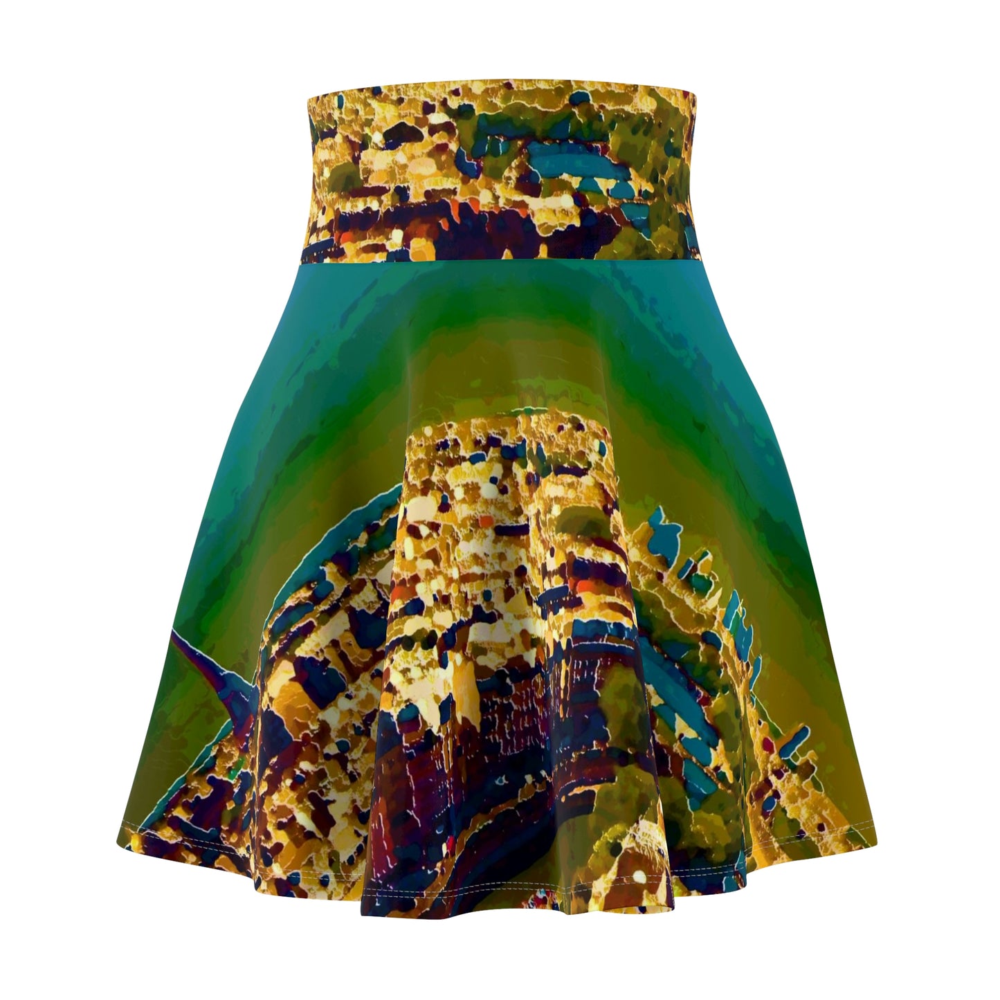 Women's Skater Skirt ... Au Paris ... "Along The River Seine" ... Barbara Joan Bonnell-Holt: 1972 ... Original Works ...