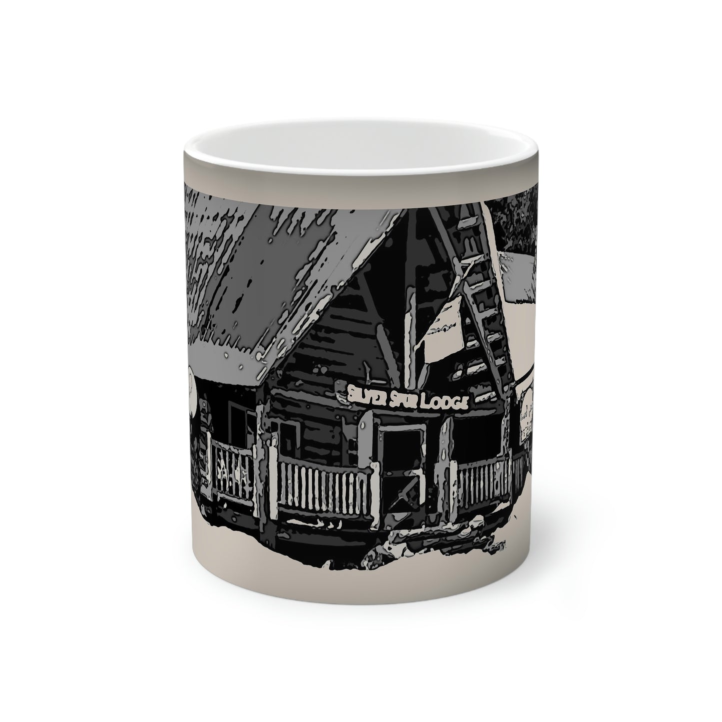 Color-Changing Mug, 11oz ... A Beautiful Lodge & Back-Country Outfitter In A Mountain Town ... 'Dixie, Idaho, November 2022' ... Original Works ...