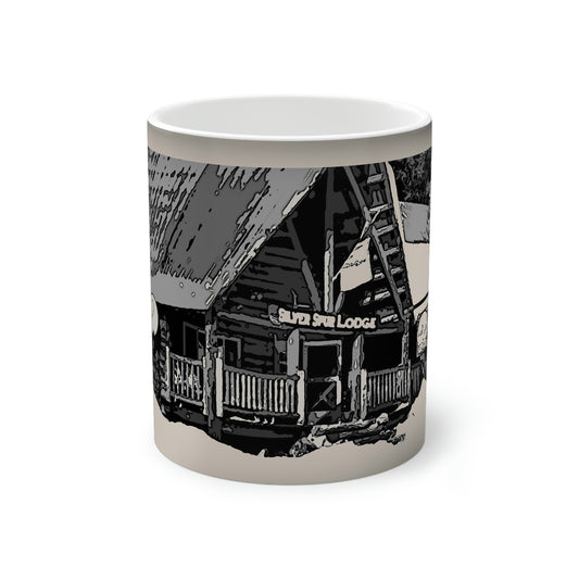 Color-Changing Mug, 11oz ... A Beautiful Lodge & Back-Country Outfitter In A Mountain Town ... 'Dixie, Idaho, November 2022' ... Original Works ...