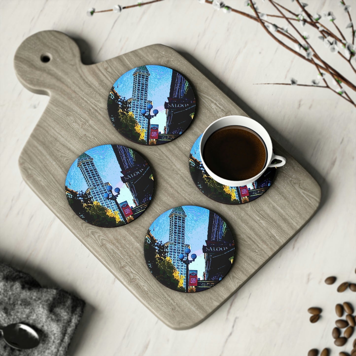 Coasters ...  Pioneer Square & Smith Tower ... 'That World Famous View' ... Colleague Supplied Photo ... Original Works ...