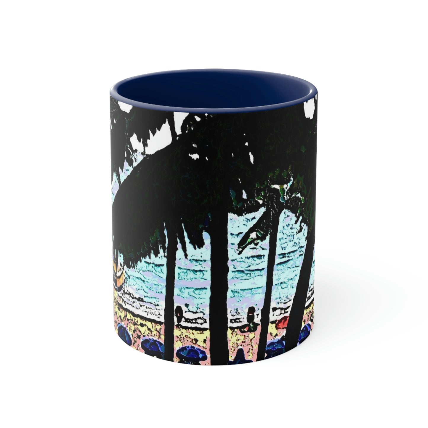 Accent Coffee Mug, 11oz ... "A Beautiful Beach Amongst The Palms" ... The Outrigger Waikiki, Honolulu, Oahu ... Original Works ...