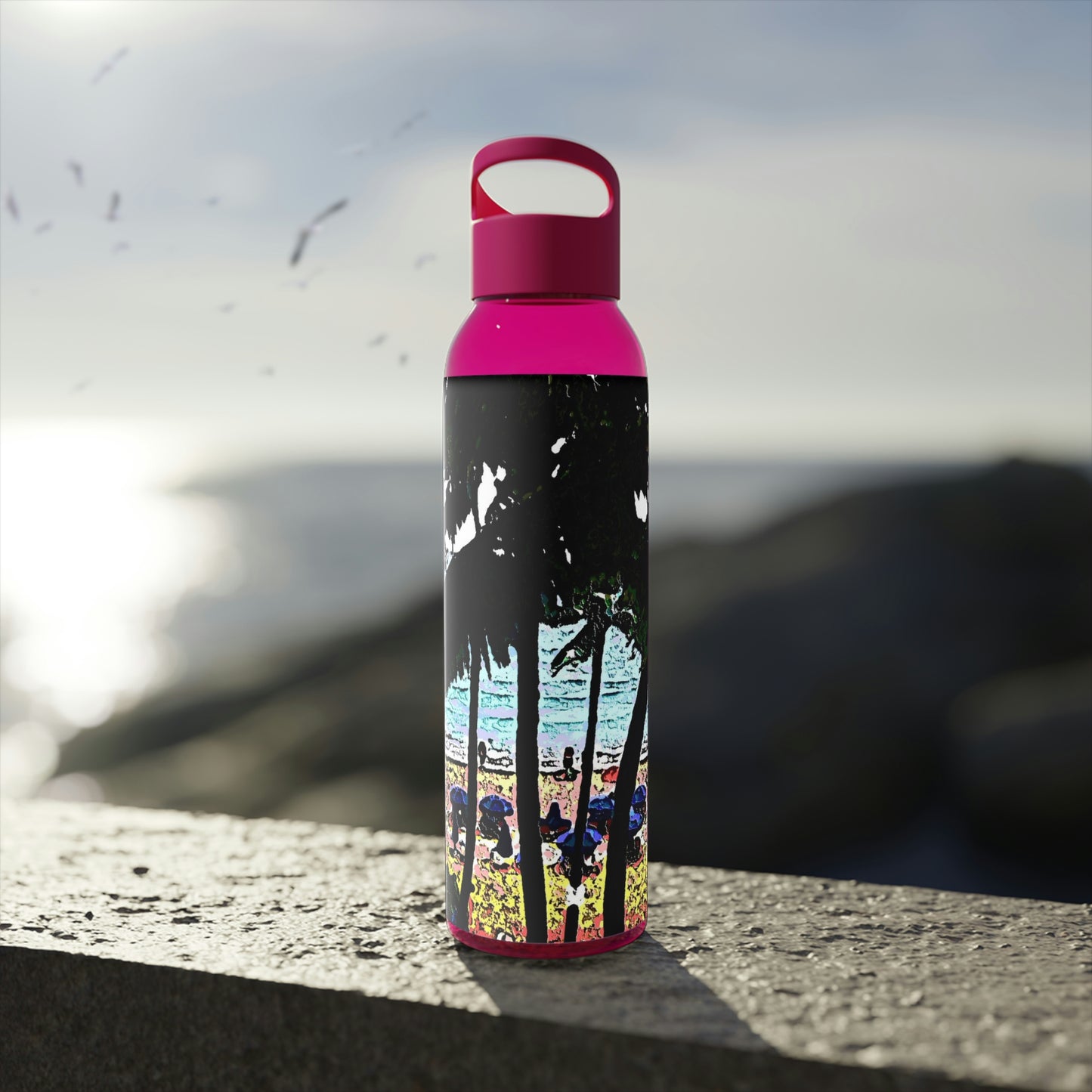 Sky Water Bottle ... "A Beautiful Beach Amongst The Palms" ... The Outrigger Waikiki, Honolulu, Oahu ... Original Works ...