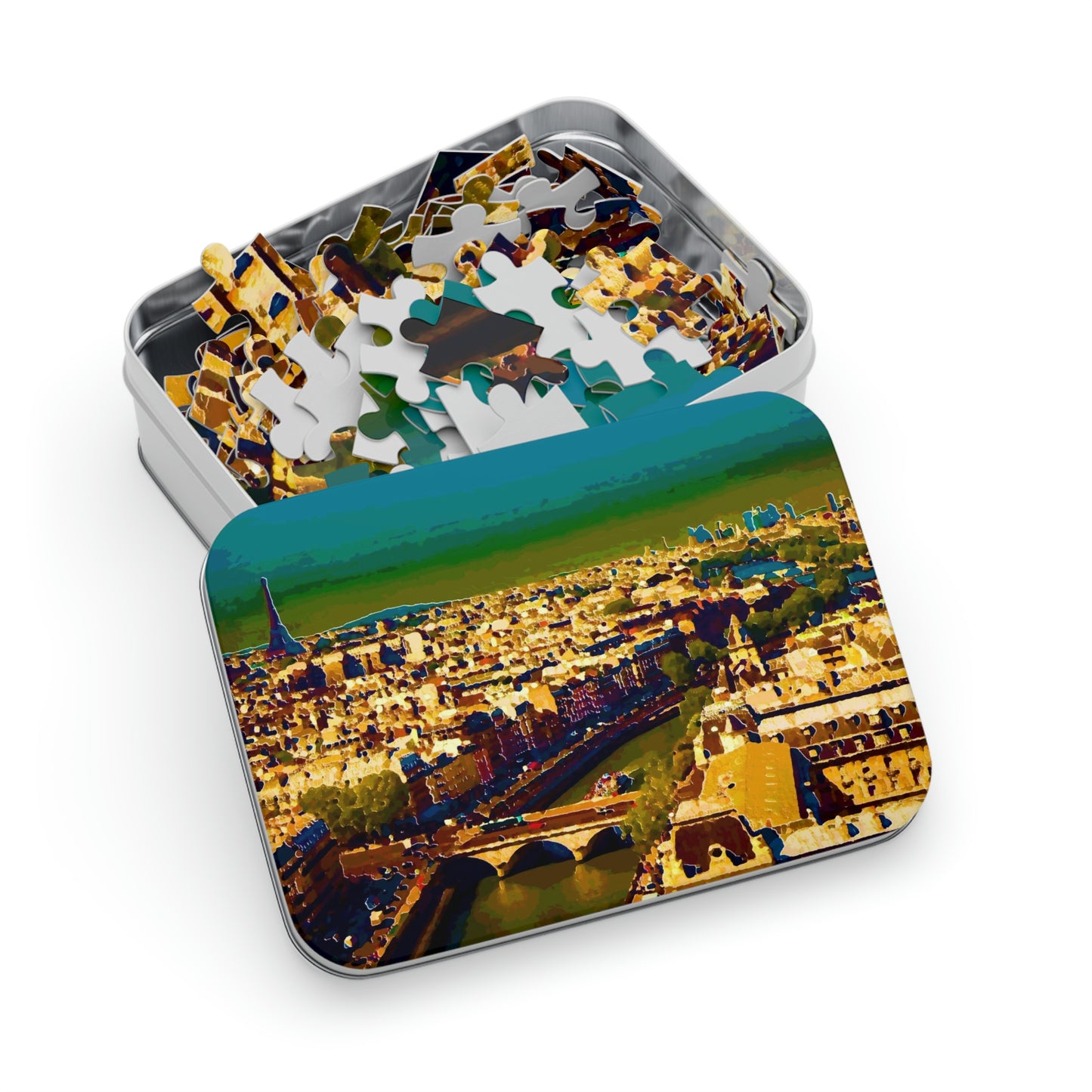 Jigsaw Puzzle (30, 110, 252, 500,1000-Piece) ... Au Paris ... "Along The River Seine" ... Barbara Joan Bonnell-Holt: 1972 ... Original Works ...
