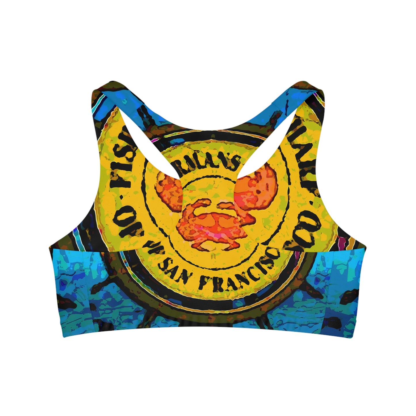 Seamless Sports Bra (AOP) ...  "No.9 Fishermen's Grotto - Fishermen's Wharf, SF, California" ... Family Archives: 1970's ... Original Works ...