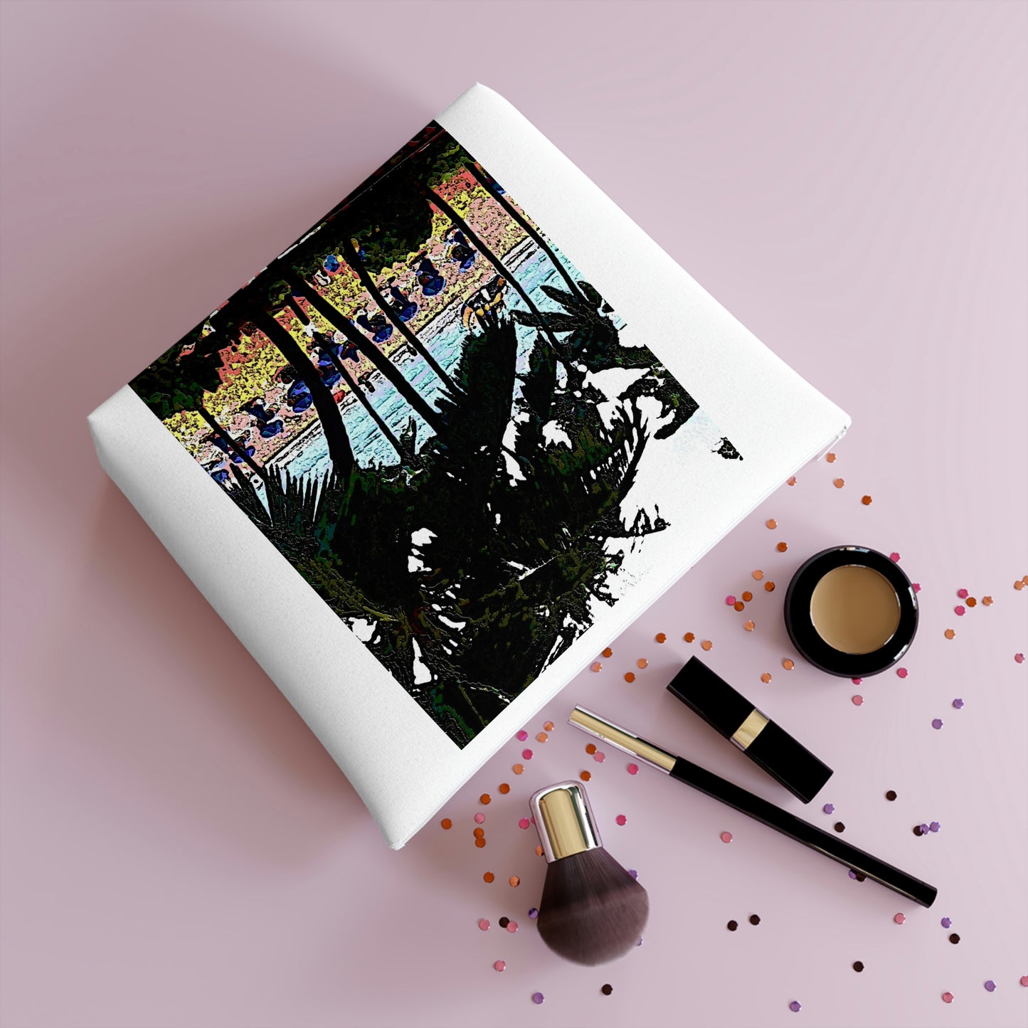 Cotton Cosmetic Bag ... "A Beautiful Beach Amongst The Palms" ... The Outrigger Waikiki, Honolulu, Oahu ... Original Works ...