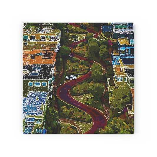 Wood Canvas ... A Crazy Street ... 'Eight Winding Curve-Switchbacks' ... "Lombard Street, San Francisco, CA' ... Family Archives: 1970's ... Original Works ...