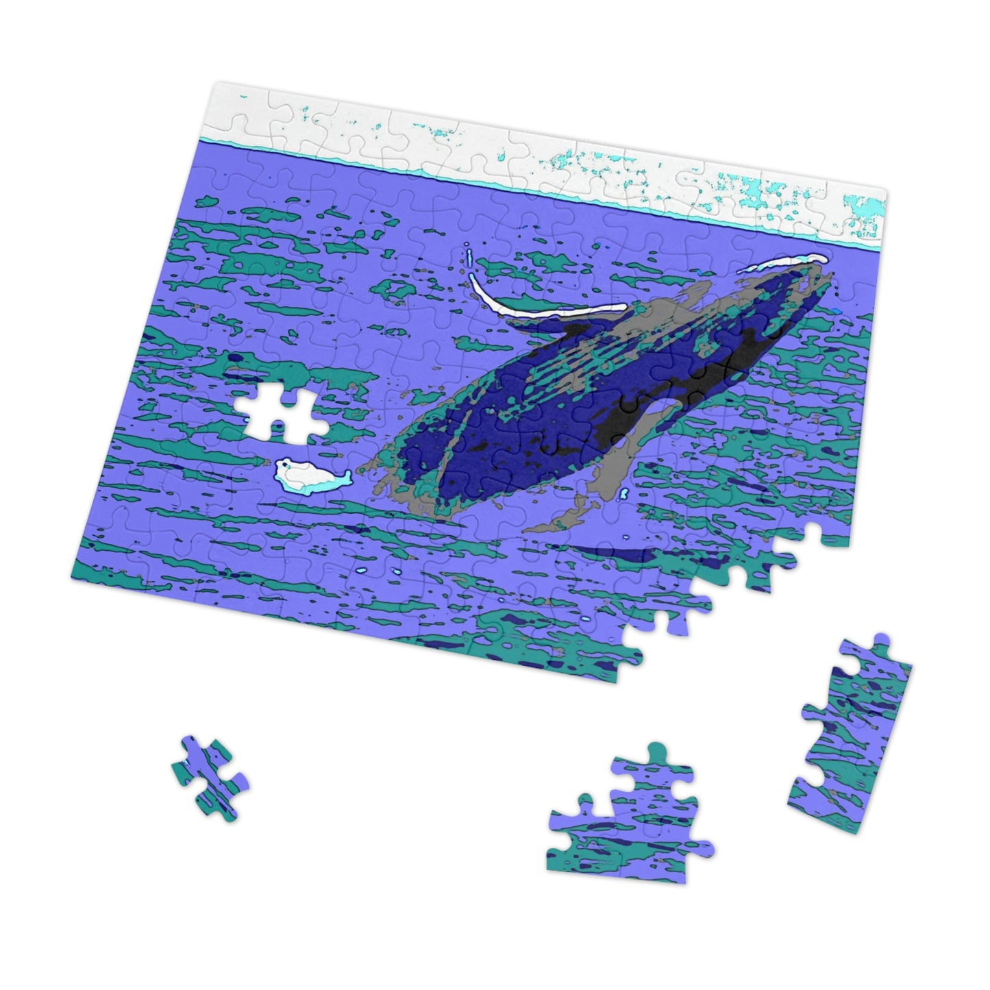 Jigsaw Puzzle (30, 110, 252, 500,1000-Piece) ... Baby Humpback Breaching ... Maui, HI: April 2022 ... "Family Archives: KPH" ... Original Works ...