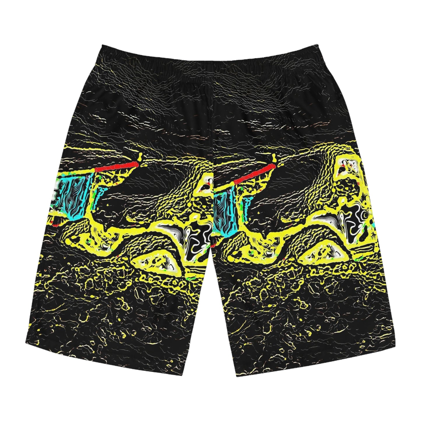 Men's Board Shorts (AOP) ... "Snow Vehicle In Snow Storm At-Rest" ... Circa 12Mar23 ... Central Idaho ... 18-Hours Rendering Time: Original Works ...