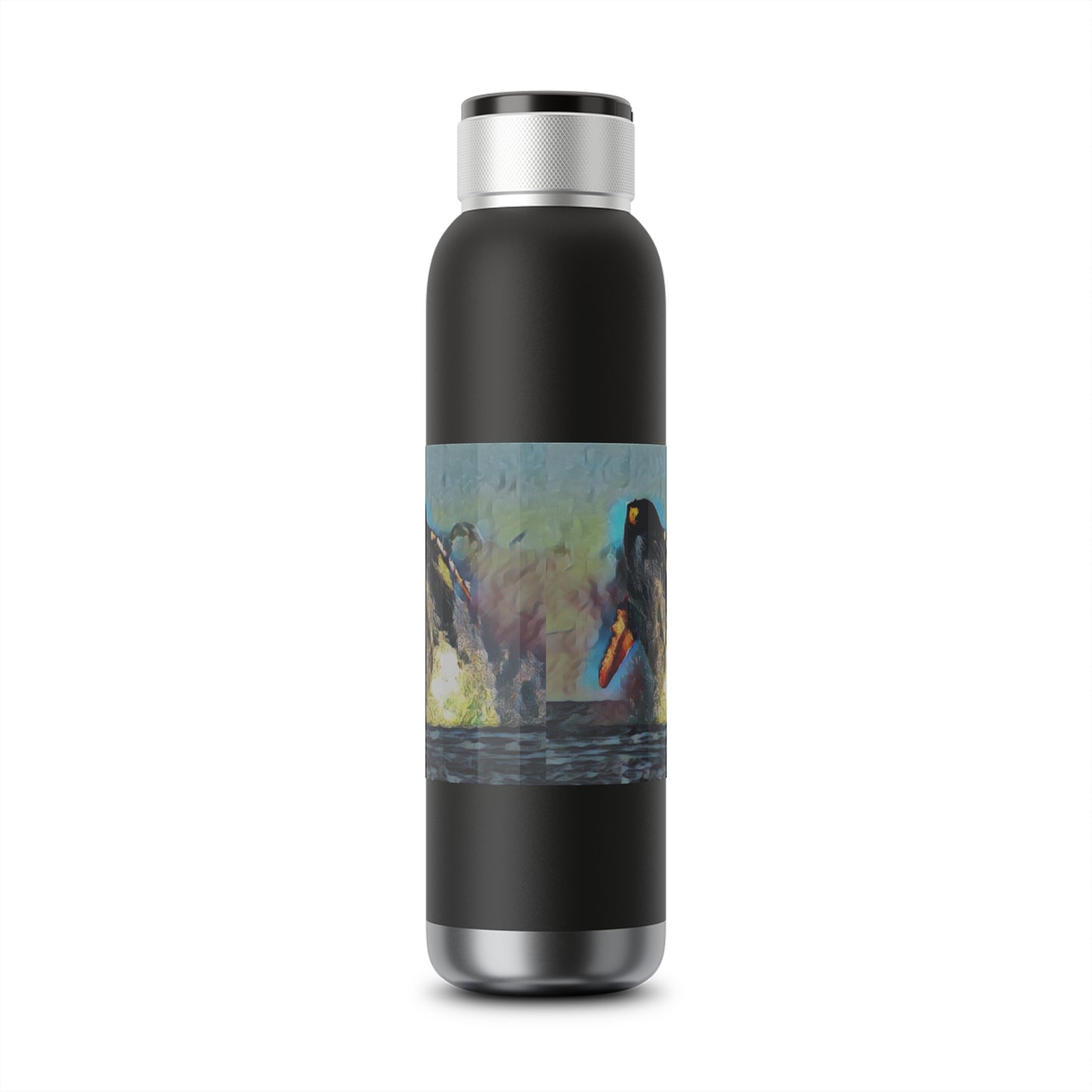 Soundwave Copper Vacuum Audio Bottle 22oz ... An Extraordinary Humpback Breach ... 'With Explosive Energy' ... Family Archives (KPH) ... Circa: 21st Century. Maui, HI ... Original Works ...
