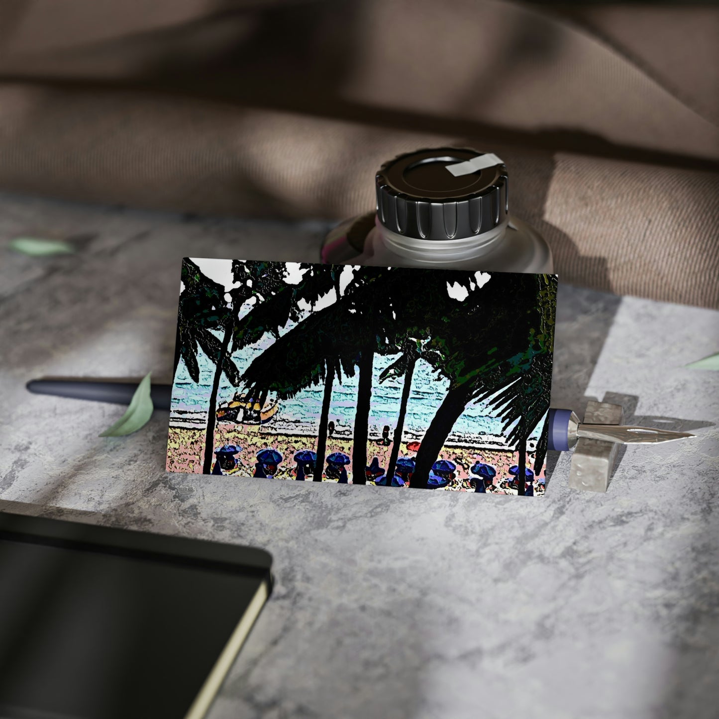 Business Cards ...  "A Beautiful Beach Amongst The Palms" ... The Outrigger Waikiki, Honolulu, Oahu ... Original Works ...