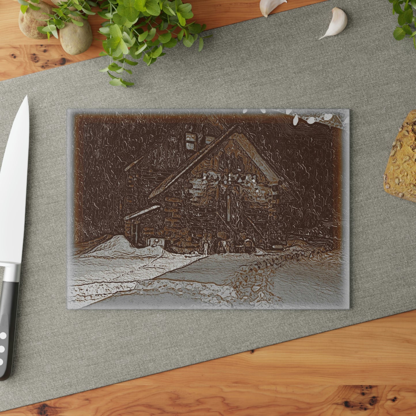 Glass Cutting Board ..."A Stormy Thanksgiving Celebration In-The-Mountains"